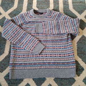 J.CREW Sweater Mens XL Gray Lambswool Icelandic Nordic Fair Isle 